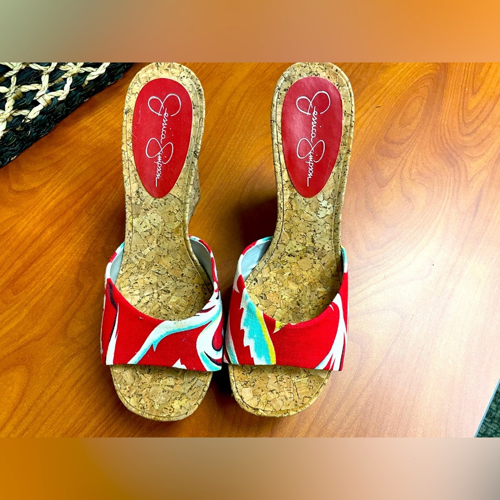 Jessica Simpson Vibrant Red Cork Heels